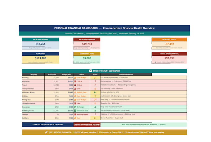 create ai financial coaching weekly planner
